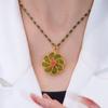 New Lucky Flower Pendant Women's Imitation Hetian Jade Apple Green Opal Inlaid Necklace High-end Design
