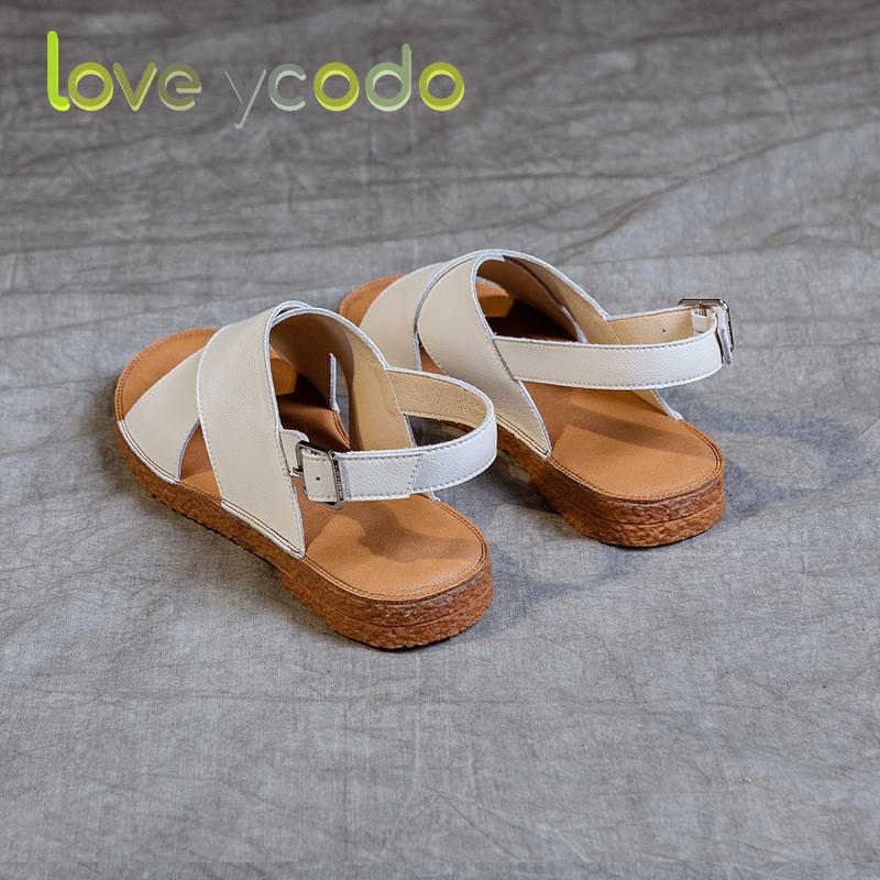 love ycodo Summer Leather Sandals for Women and Students Size 35-43