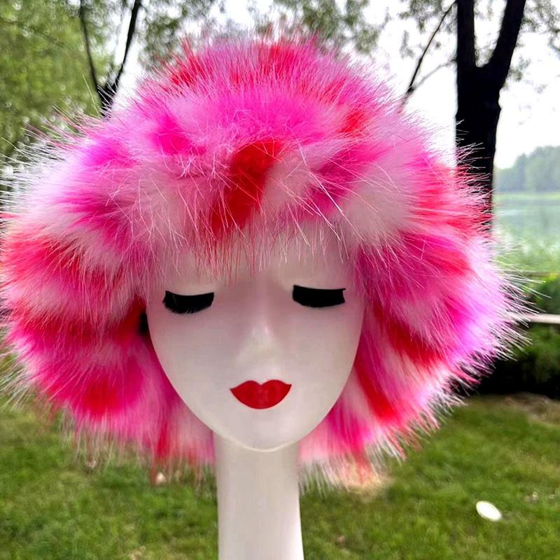 1PC Bucket Hat for Women Thick Plush Winter Faux Fur Fashion Fisherman Cap Furry Luxury