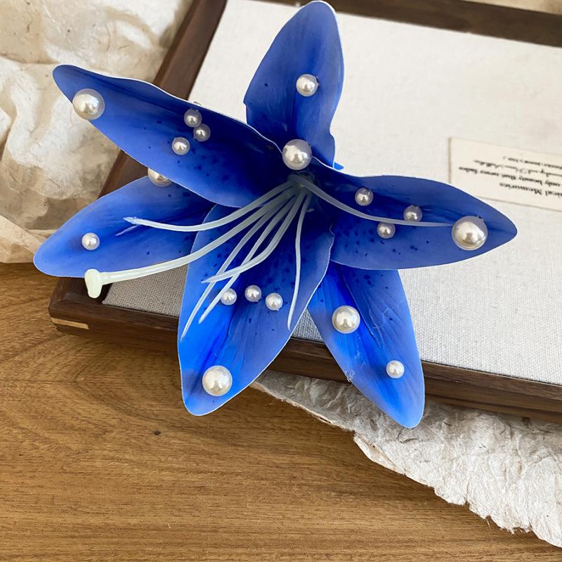 Fairy Chiffon Pearl Flower Tassel Hair Clip - Vacation Style Duckbill Bangs Accessory