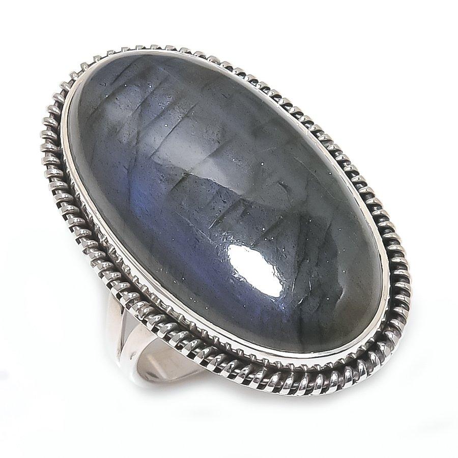 Natural Labradorite Gemstone Handmade 925 Solid Silver Jewelry Ring Size 7 d4R92
