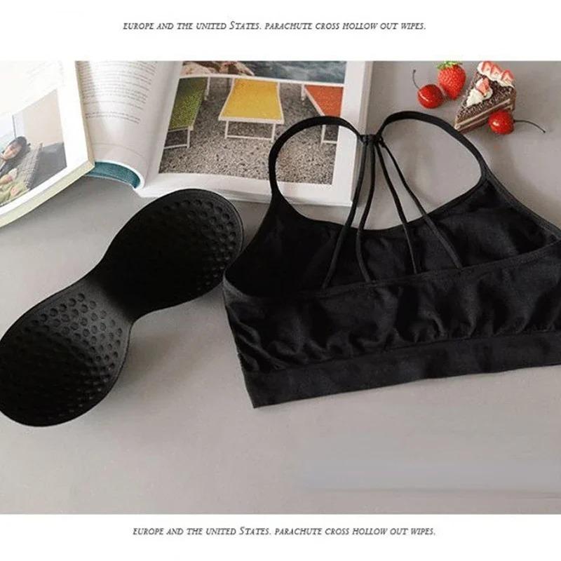 Women's Solid Color Corset Style Tank Top Sports Bra with Beauty Back Design