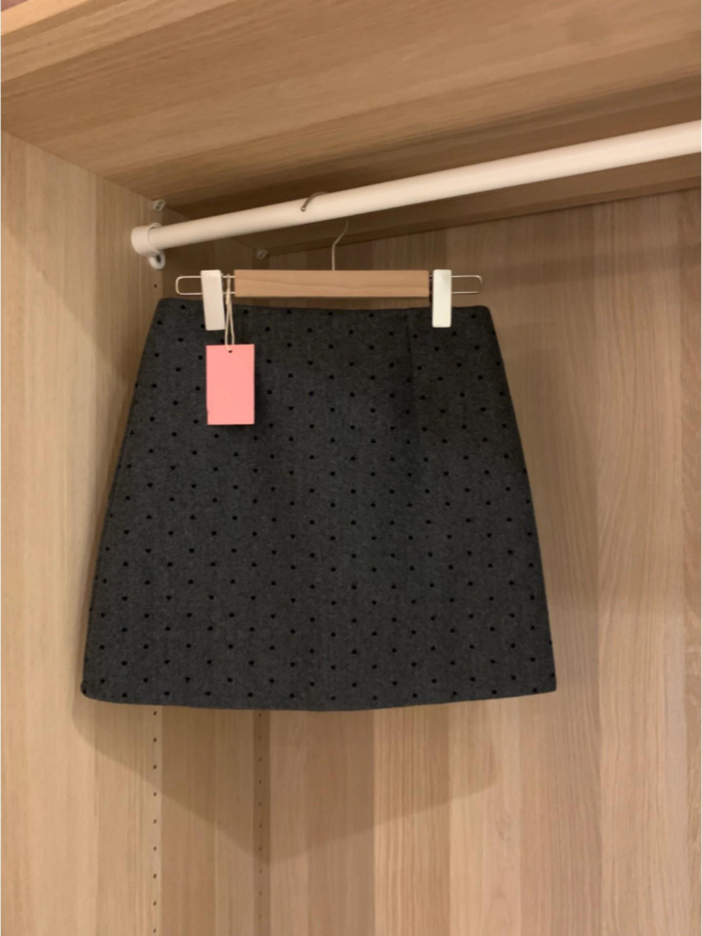 Women s Spicy Grey Polka Dot Wool-Blend High-Waisted A-Line Midi Skirt - Autumn/Winter L
