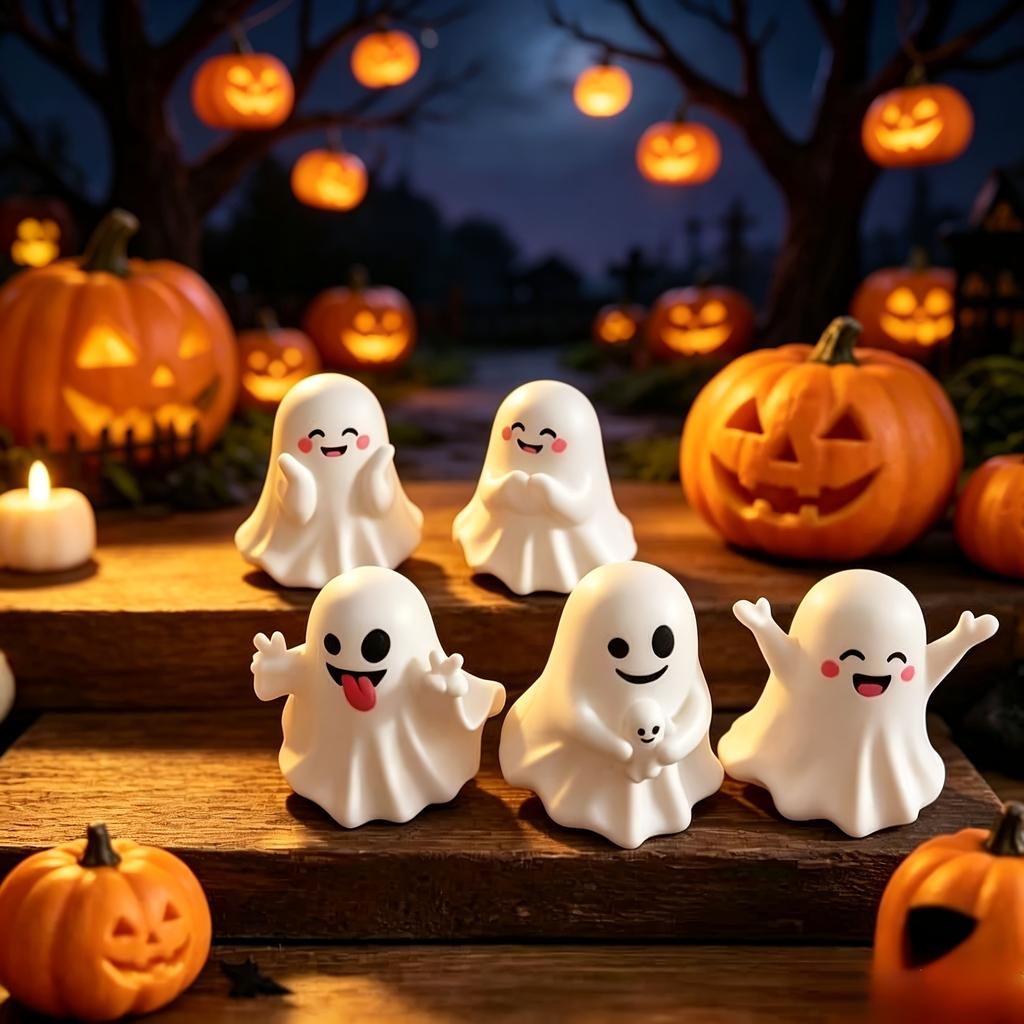 pcs different Halloween ghost figurines, cute mini ghost home decorations, office desk Christmas and Halloween party decorations