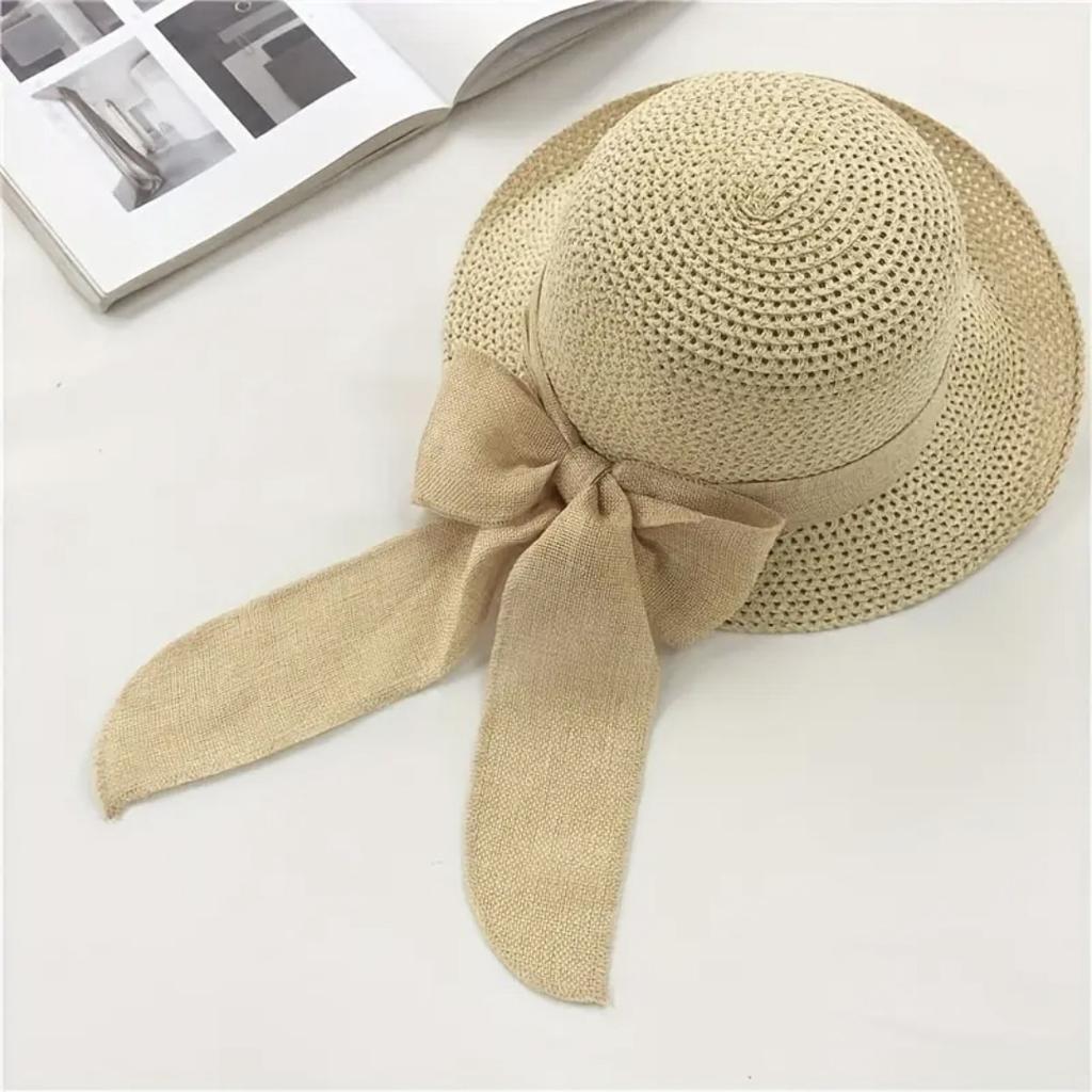 Straw Hat Women's Summer Sunshade Sun Hat Seaside Sunscreen Big Edge Folding Versatile Beach Hat Women's Trendy Top Hat