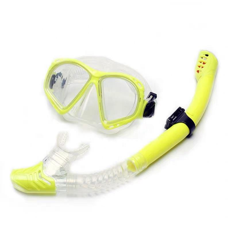Tempered Glass Scuba Diving Goggles Dry Top Snorkeling Mask and Snorkel Set for Adults