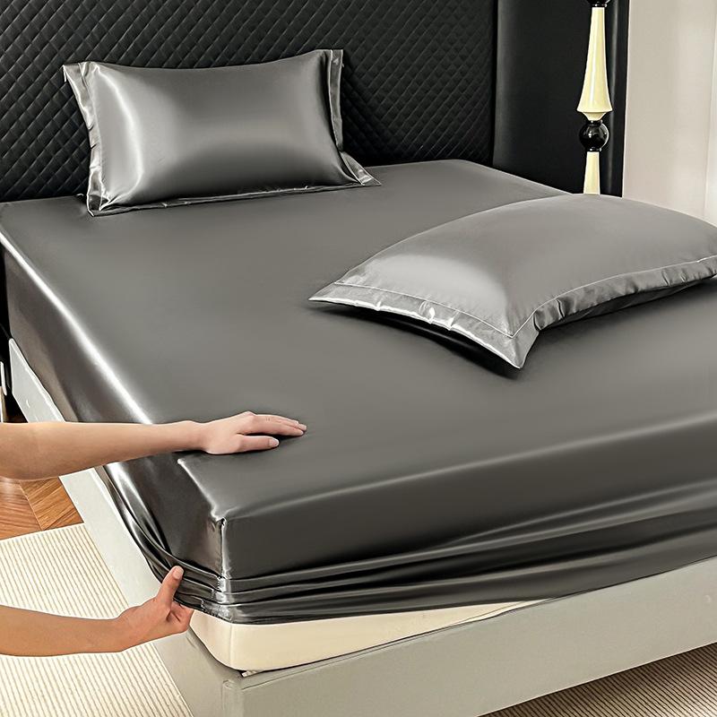 Napínací prostěradlo z ledového hedvábí 90x200 cm Více velikostí Prostěradlo Měkký satén Elastické Matrace Domácí Ložnice Prostěradlo s 360° Elastickým Páskem