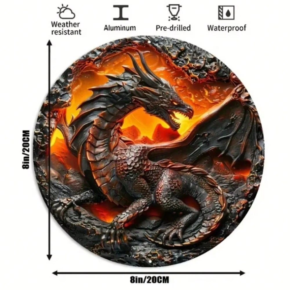 Volcanic Dragon Aluminum Sign Weatherproof Outdoor Metal Wall Art Home Decor