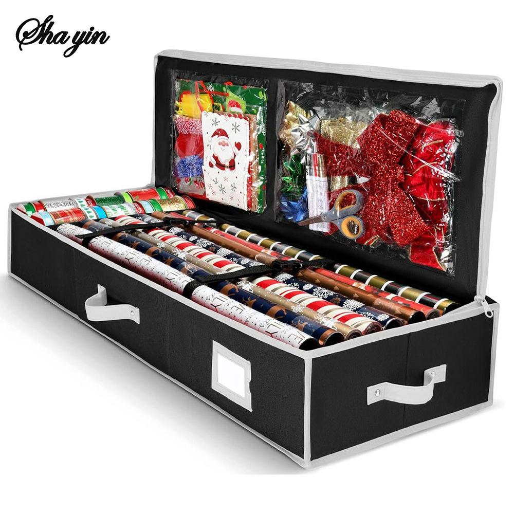 

Christmas storage bag Wrapping Paper Organizer Storage for Christmas Gifts Wrapping Paper Underbed Storage Container with Inter 104x36cm чёрный
