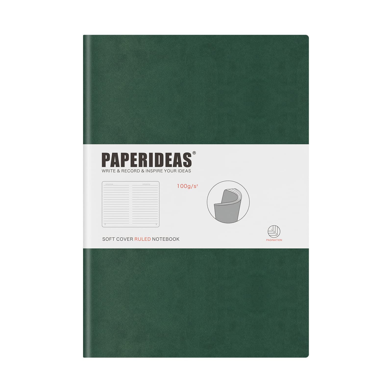 

PAPERIDEAS Soft Cover Christmas Notebook, B5, (Horizontal Lines, Green)