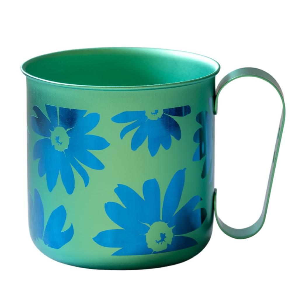 HORIE Pure Titanium Design Flower Mug, Design, Outdoor, Kids, Gift, Lightweight, Rust-Resistant (320ml) (Green (Flower))