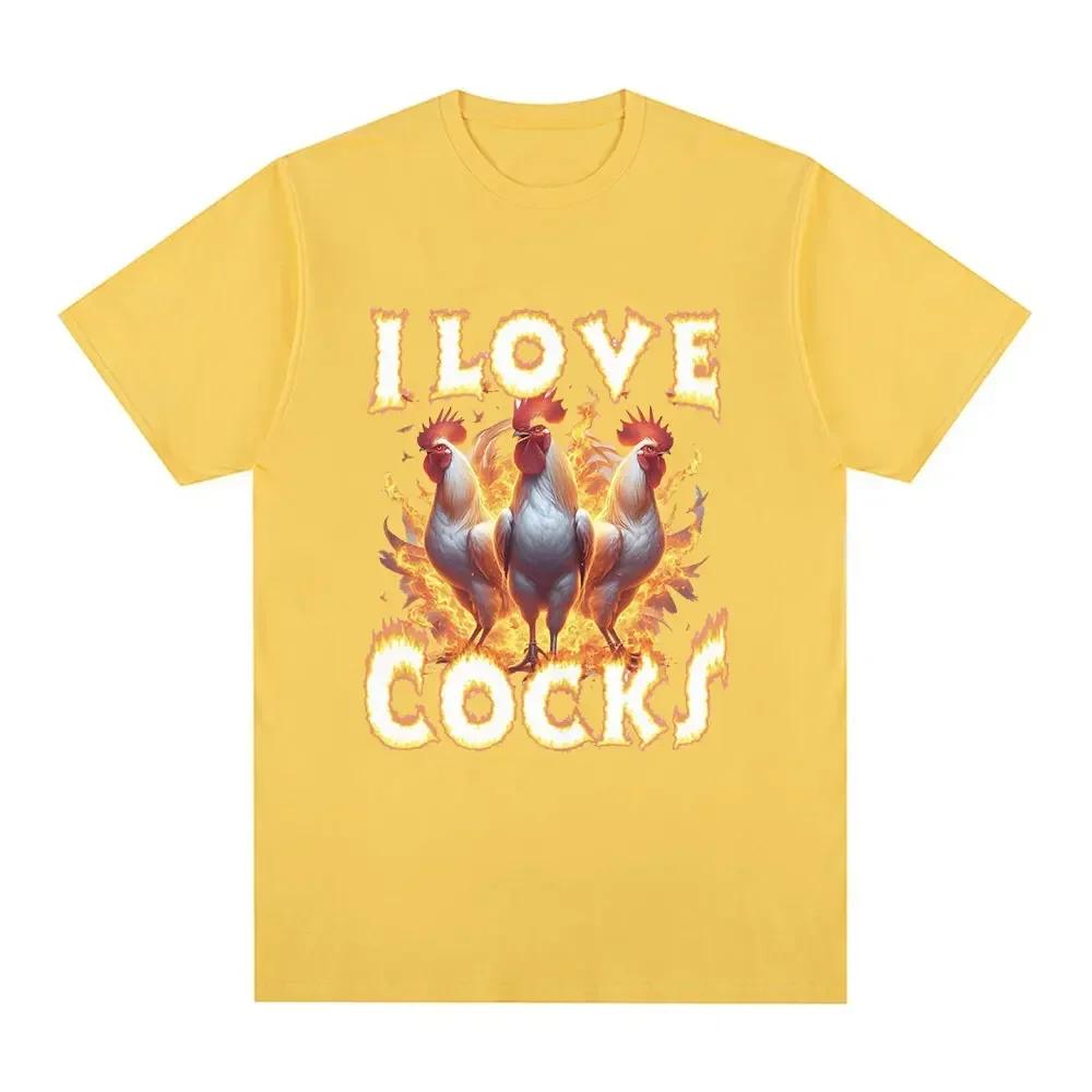 

Я люблю петухов Смешная футболка-мем Футболка с коротким рукавом для любителей кур Женская футболка Уличная одежда Графические футболки 4XL