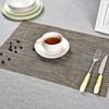 4PCS 30x45cm Washable Placemats Grey Heat Resistant Durable Plastic Placemats Woven Table Mats Vinyl for Dining Kitchen Table