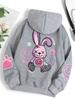 Felpe con cappuccio da donna stampate casual hip hop street alla moda, oversize, larghe, nuove, autunnali, in pile caldo