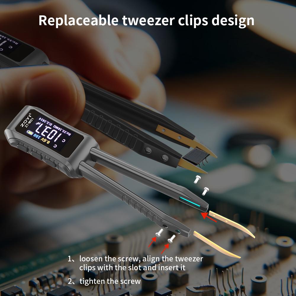 ZOYI ZT-MD1 LER Smart Tweezer LCR SMD ESR Tester Resistance Capacitance Inductance Continuity Diode Test Measurement Tools