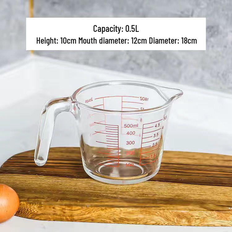 Heat-Resistant Glass Measuring Cup for Microwave Baking - Large Capacity with Scale