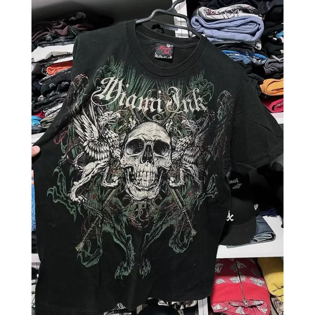 ZYLLO Retro Punk Hip Hop Graphic Print Oversized T Shirt Mens New Round Neck Short Sleeve Tops