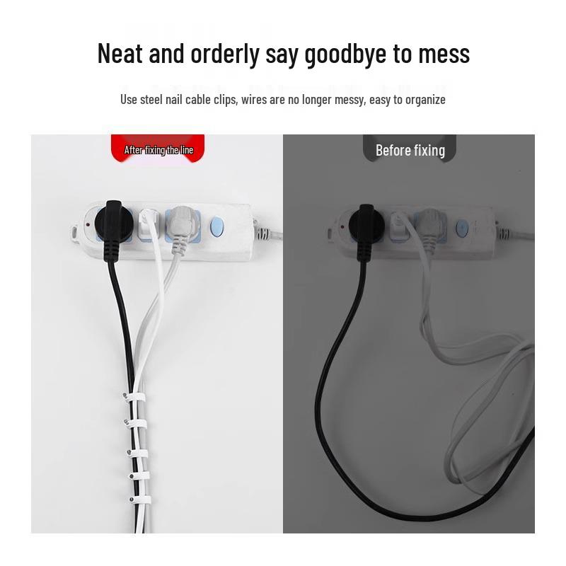 Wall-Mount Steel Nail Cable Clip for Wire Organization