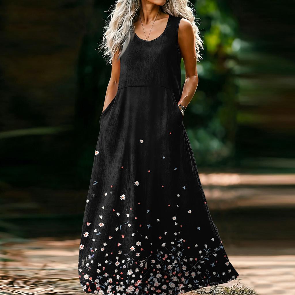 Women's Casual Fashion U-neck Sleeveless Dress