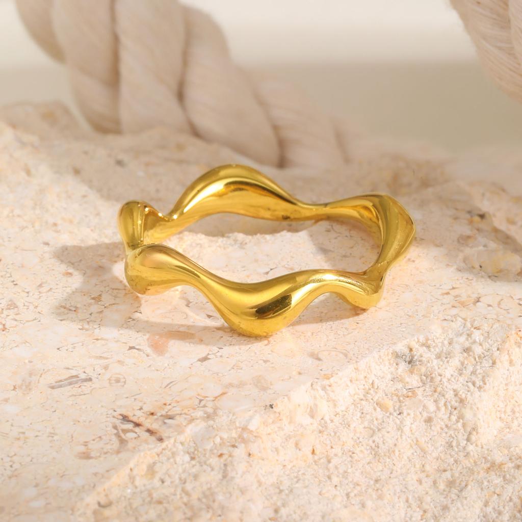 Classic Irregular Geometric Ring for Women,Stainless Steel Waterproof Rings,Fashion Jewelry Mother's Day Gift