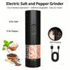 Dual Chamber Electric Pepper Salt Grinder Adjustable Burr Kitchen Spice Grinding Bottle  Cooking