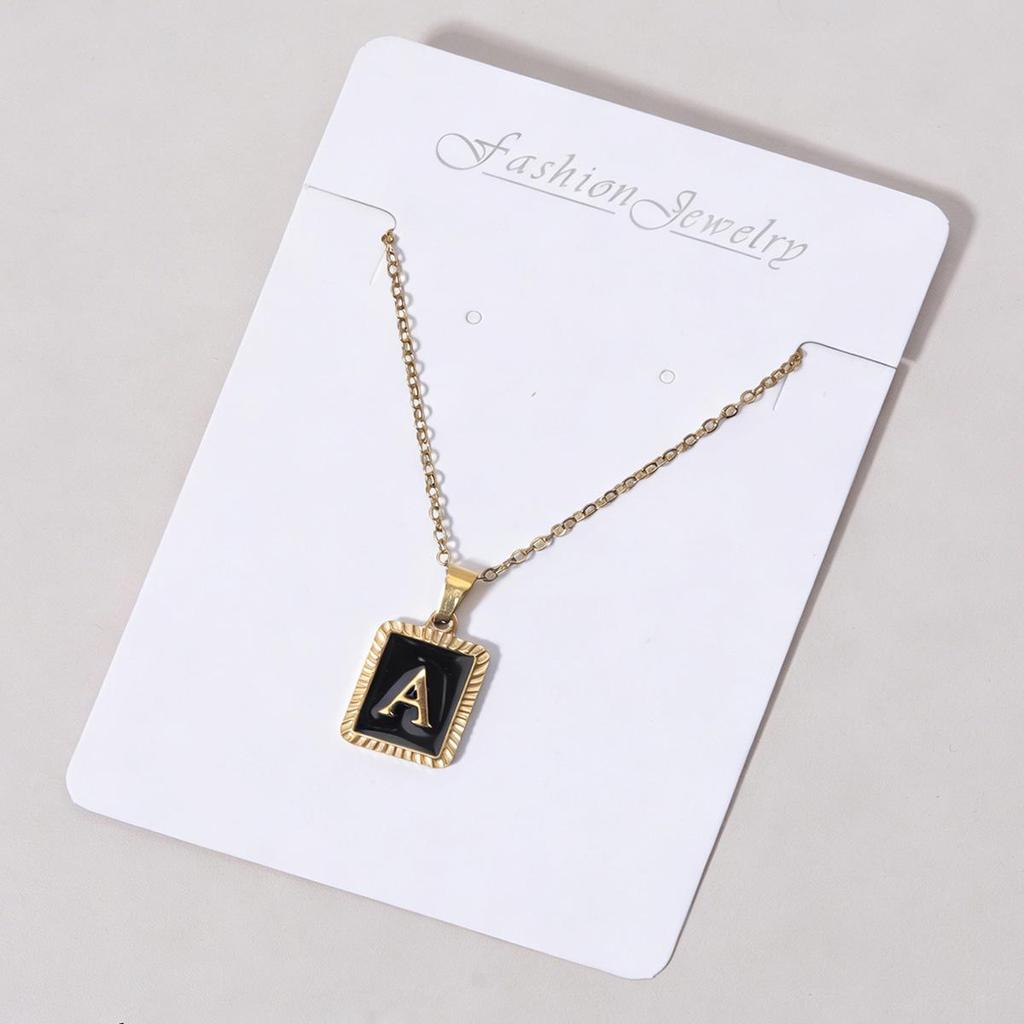 Stainless Steel Letter Pendant Clavicle Chain Necklace for Women - European & American Style