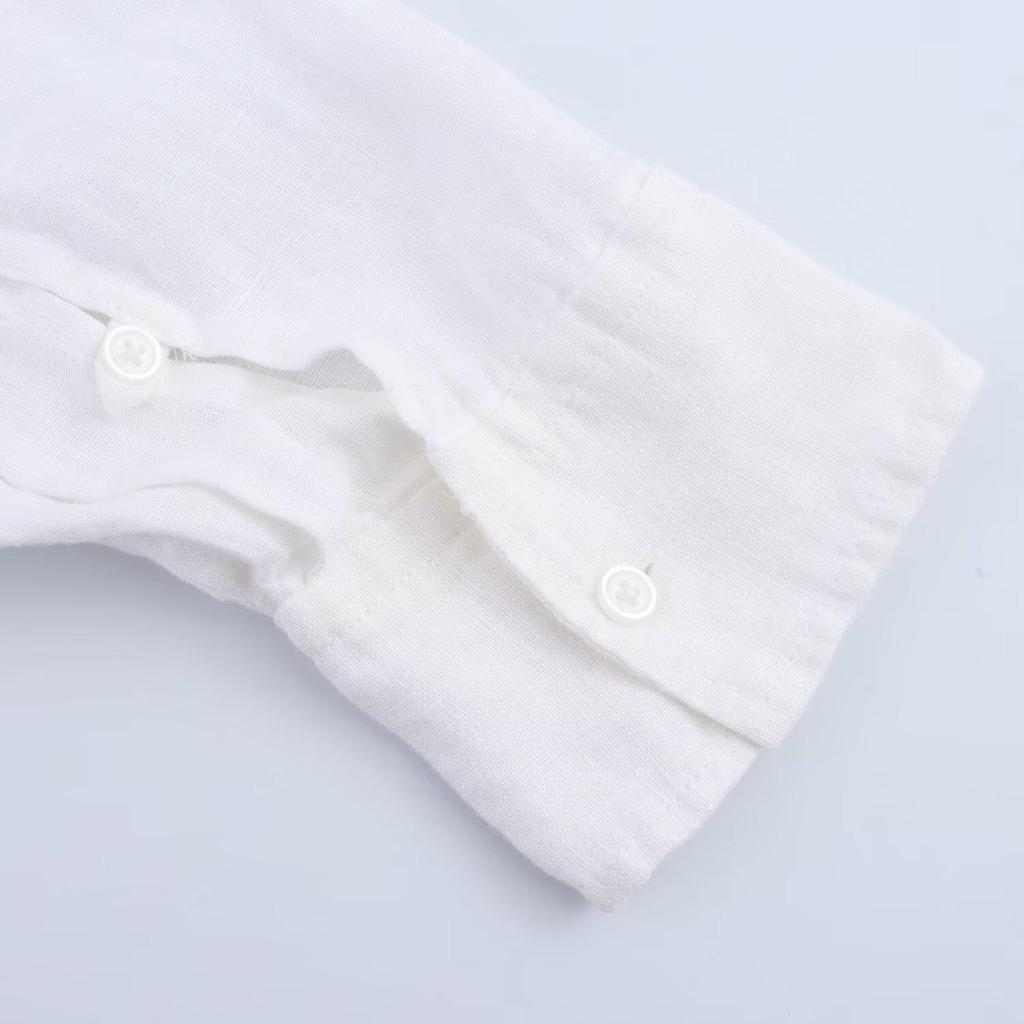 2025 Spring/Summer Women's Loose Long-Sleeve Shirt with Button-Down Collar