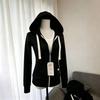 Damen einfarbige Kapuzen-Reißverschluss-Sweatshirtjacke Herbst Freizeit Sportbekleidung Leicht gefüttert mit Fleece