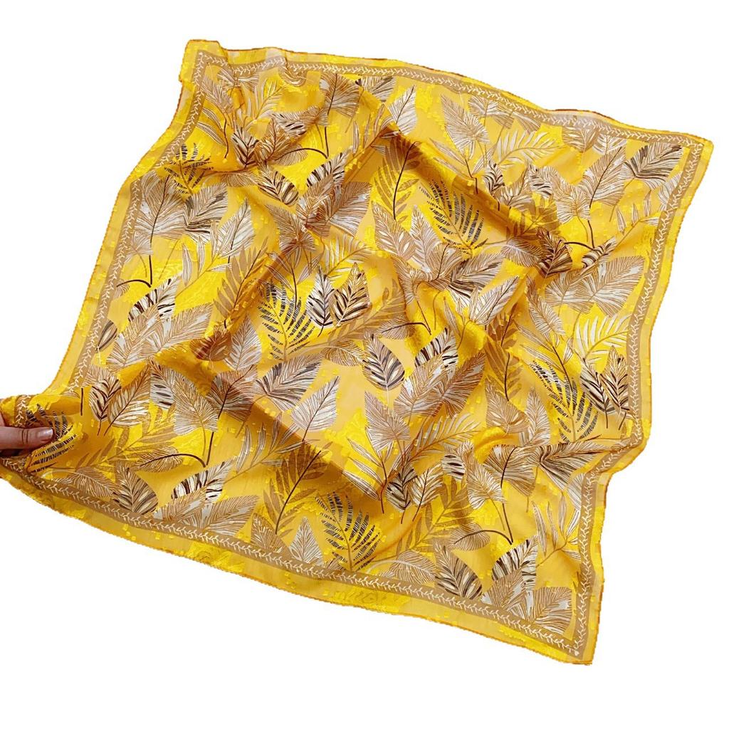 70X70 Spring, Summer And Autumn Square Scarf Silk Scarf Decoration Pastoral Tie-Dye Hair Cut Flower Scarf Headgear