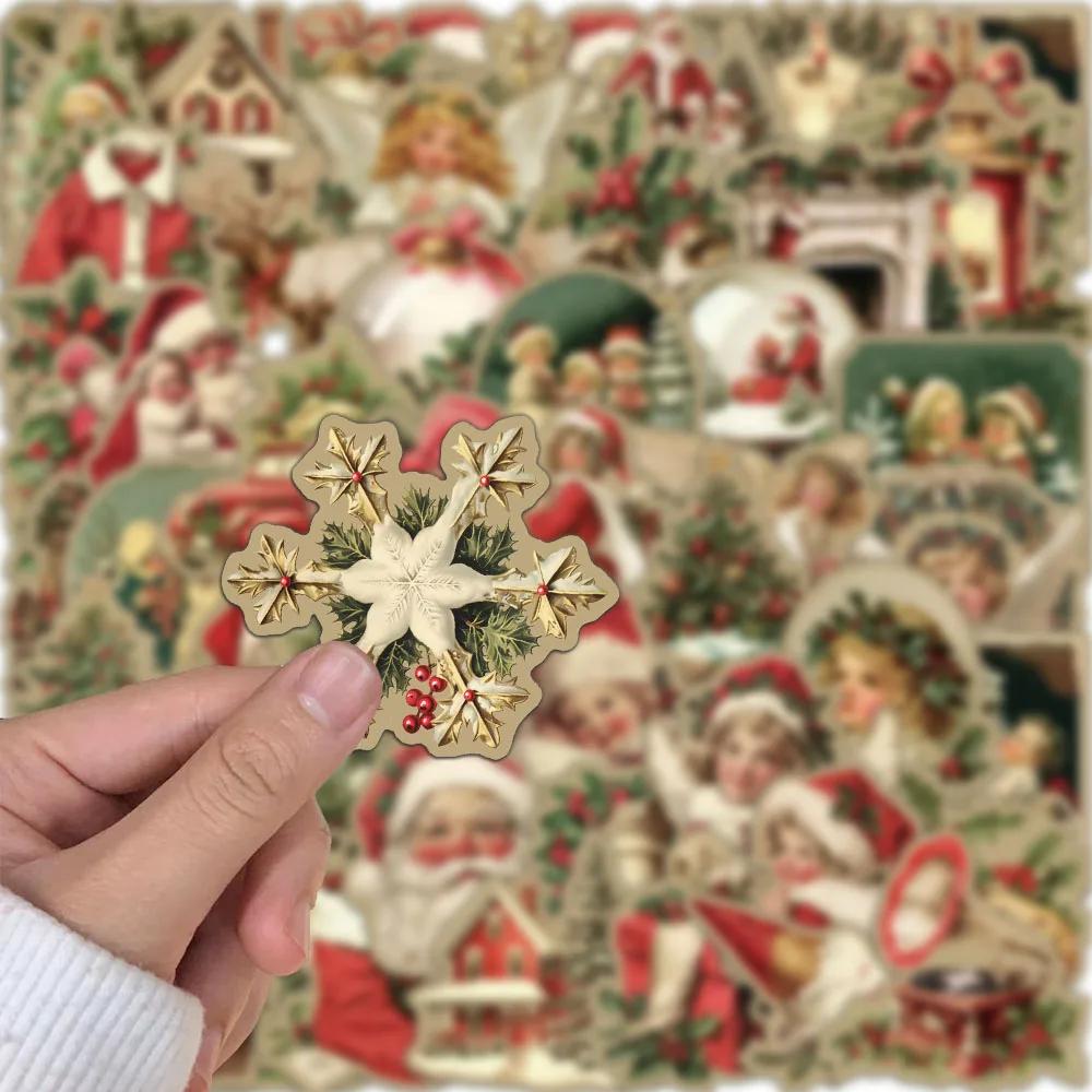 50PCS Creative Retro Christmas Stickers Laptop Phone Cases iPad Water Cups Helmet Stickers Waterproof
