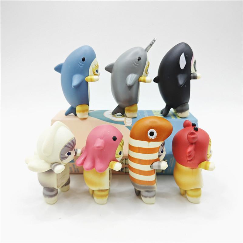 Adorable Cat Fuku Sandy Ocean Animal Plush Figures Blind Box Collectible Toys