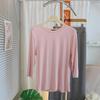 T-shirt Modal à Manches Sept-Quarts Hypoallergénique pour Femme - Couche de Base Confortable et Polyvalente à Col Rond pour le Printemps/Été.
