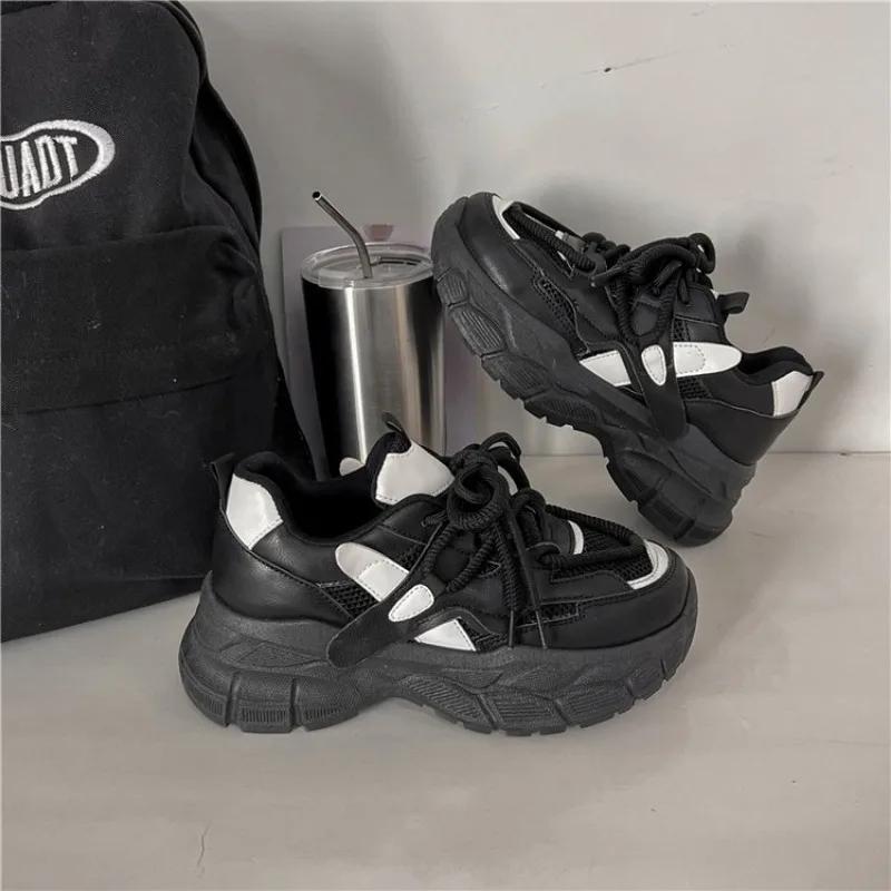 Women's Mesh Sneakers Patchwork Lace Up Flat Shoes for Woman Lightweight Female Shoes Classic white jogging shoes