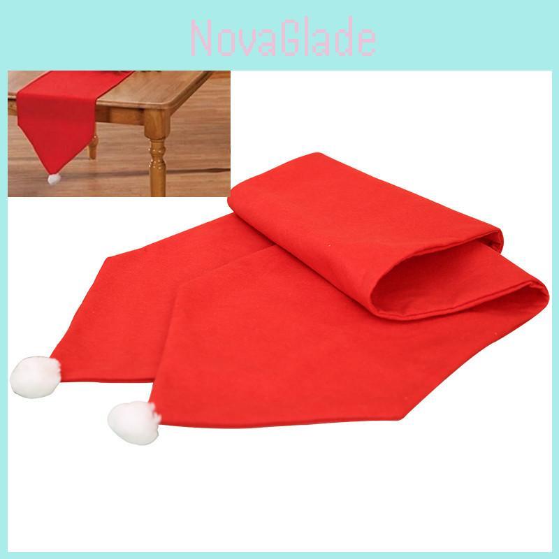Vibrant Red Christmas Table Runner Christmas Decoration Nonwoven Fabric Tablecloth