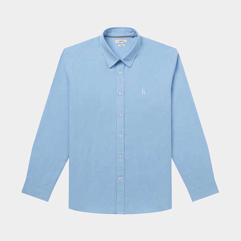 Hazzys Men's Solid Cotton-Linen Long Sleeve Shirt