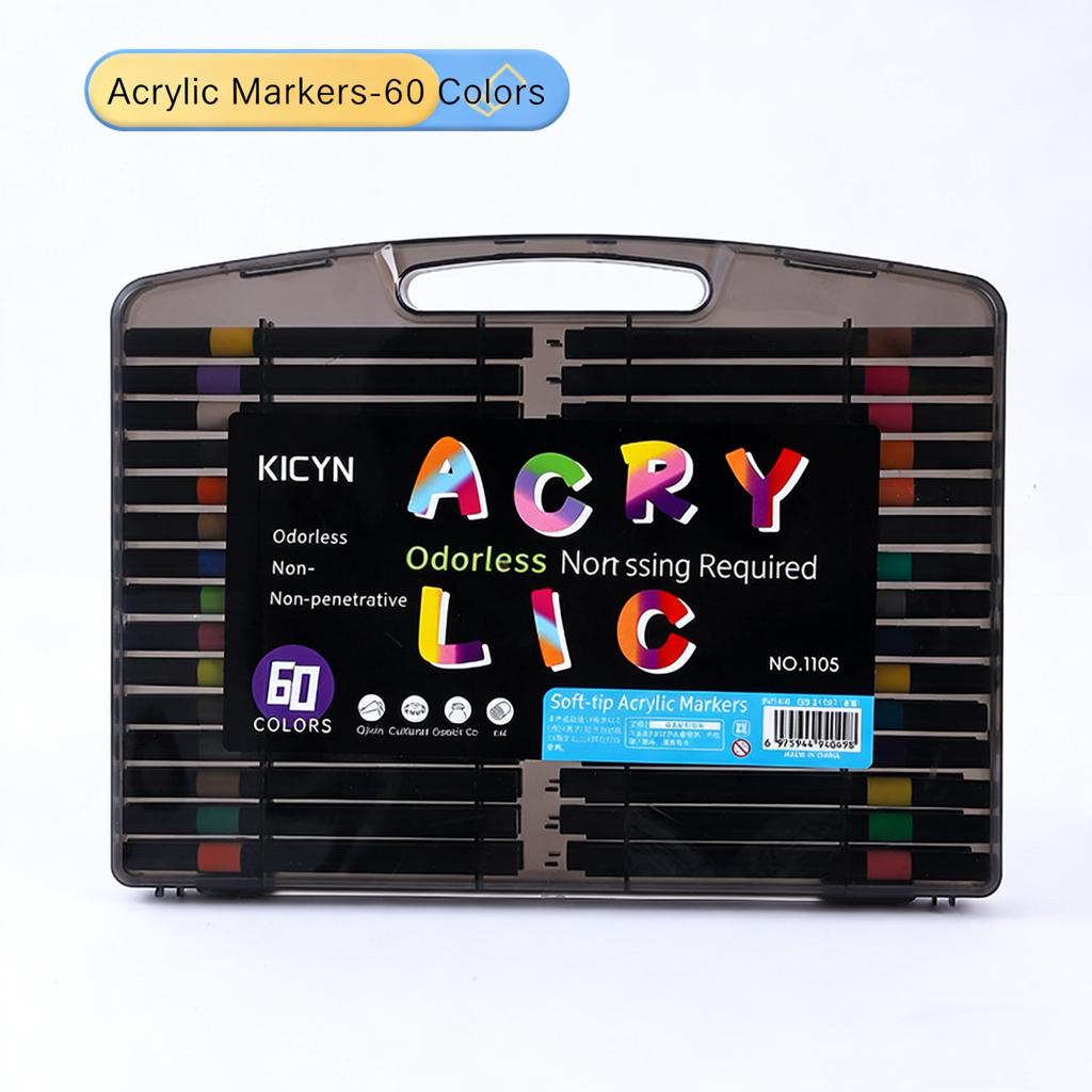 80/60/48/24/12 Colors Acrylic Marker Set for Wood Artists And DIY Enthusiasts Quick Dry Art Supplies for Illustration, Manga