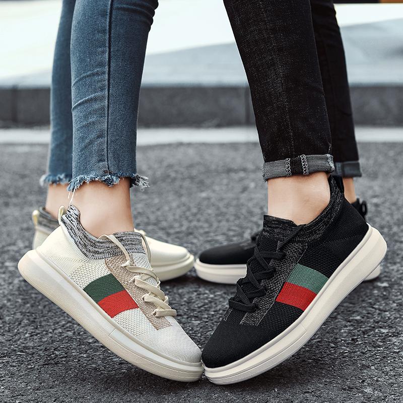 Men's White Sports Shoes Women's Striped Designer Breathable Casual Shoes Suitable for Fashionable Street Wear in Multiple Sizes