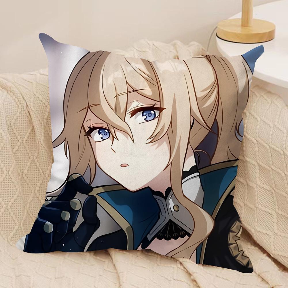 Jean Cute Genshin Impact Cushion Cover Silky Short Plush Invisible Zipper Dustproof Sofa Pillow Case For Home Decor