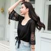 Camicia estiva da donna in chiffon con protezione solare, piccolo scialle, sezione sottile, camicetta corta da donna