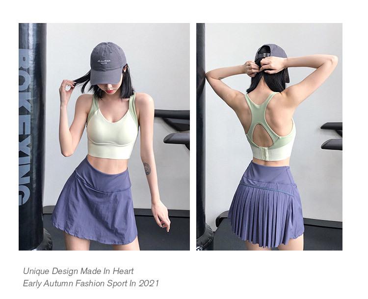 Women's Cross-Back Shockproof Sports Bra for Training, Running, Fitness, Yoga - One-Piece Gathered Design.