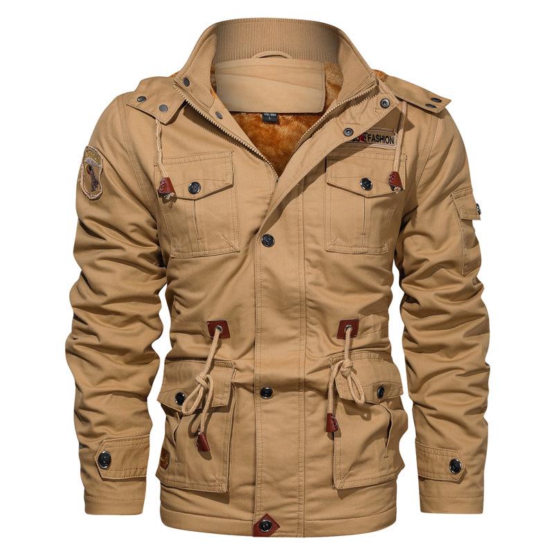 + Casual Plus Size Hooded Men's Jacket+plush Thick Medium To Long Jacket
