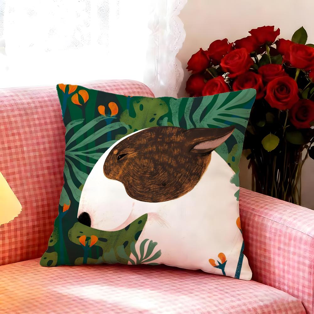 Fun Cartoon Bull Terrier Series Cushion Cover Premium Soft Pillowcase SkinFriendly  MultiPurpose for Home Office Travel
