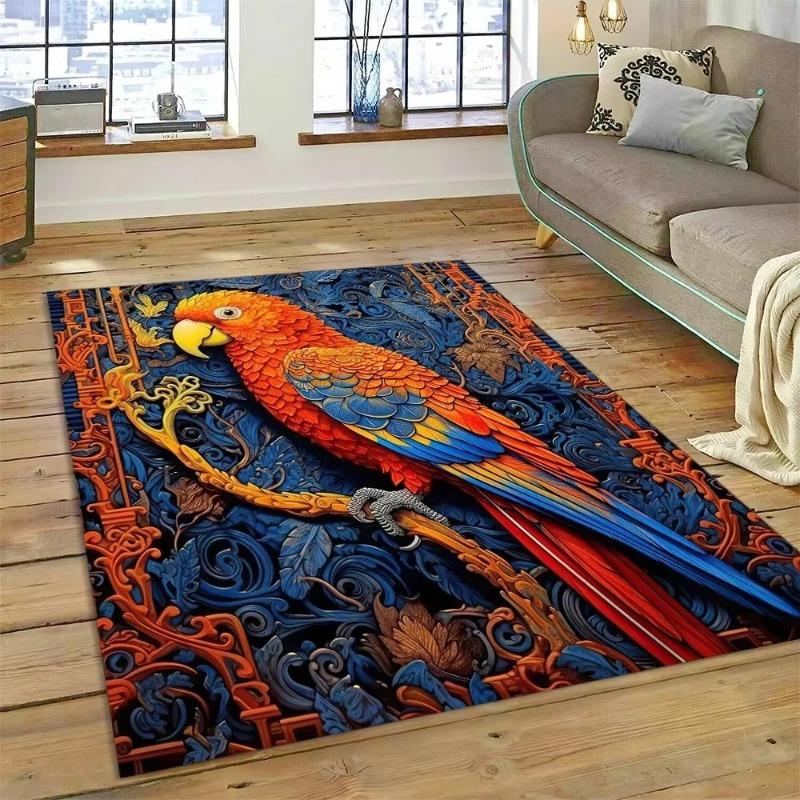 Cute Dream Bird Parrot Peacock Carpet Living Room Bathroom Decor Rug Mechanical Washable Mat Non-slip Floor Mat Entrance Doormat