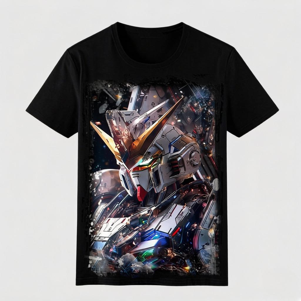 High Rise Mobile Fighter Short-Sleeved T-Shirt Men's Summer Style High-Quality Versatile Design Anime Print Trendy
