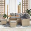 Canapé de Jardin 8 Pièces Beige Rattan Poly Acacia, Canapé de Jardin 2 Places Beige Rattan, Salle à Manger Extérieure 3 3362267