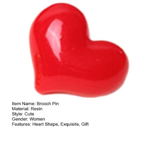 Red Heart Shape Brooch Wedding Party Jewelry Brooch Pin Women Lovers Gift Resin Love Pin Christmas New Year Gift