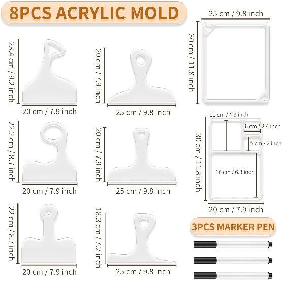 8PCS Router Templates for Woodworking 6 Acrylic Charcuterie Board Handle Template 2 Tray Router Templates Cutting Board Template with 3 Pens Angled