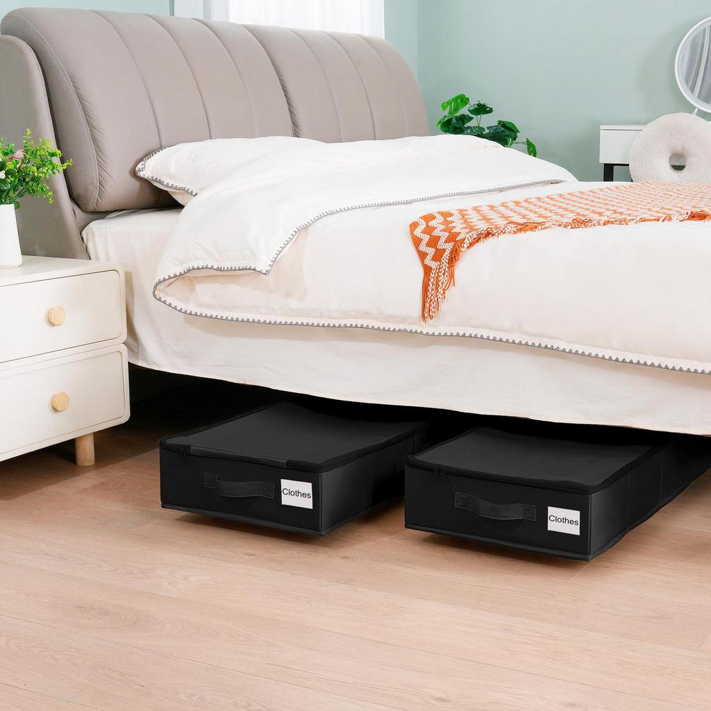 Foldable Wheeled Under-Bed Storage Box: Dustproof Container for Clothes & Sundries