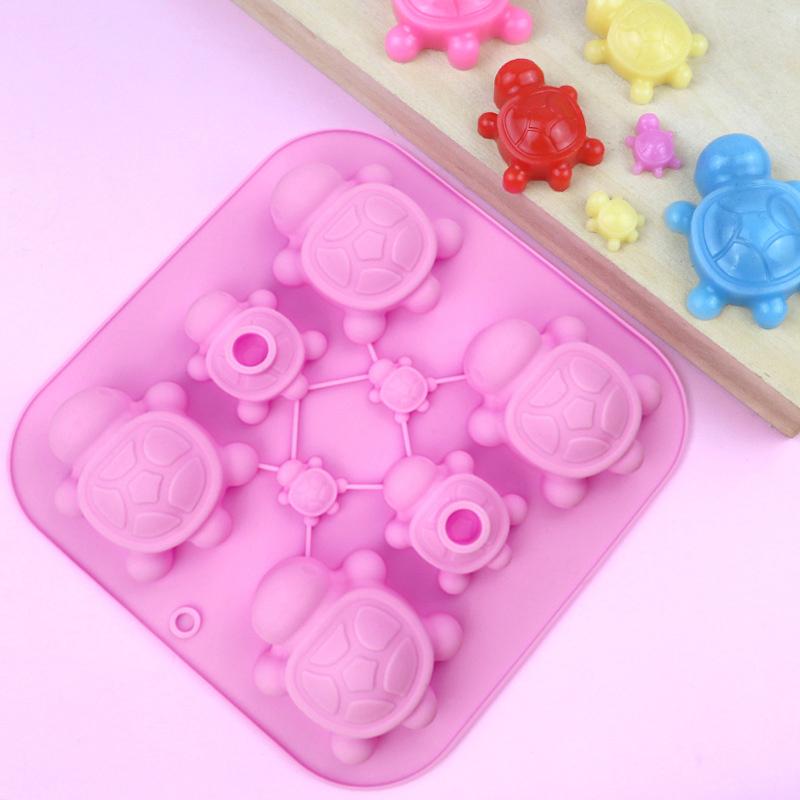 Cartoon Tortoise Chocolate Candy Pudding Soap Ice Cube Tray Cake Decoration Turtle Silicone Mold Kitchen Accessories