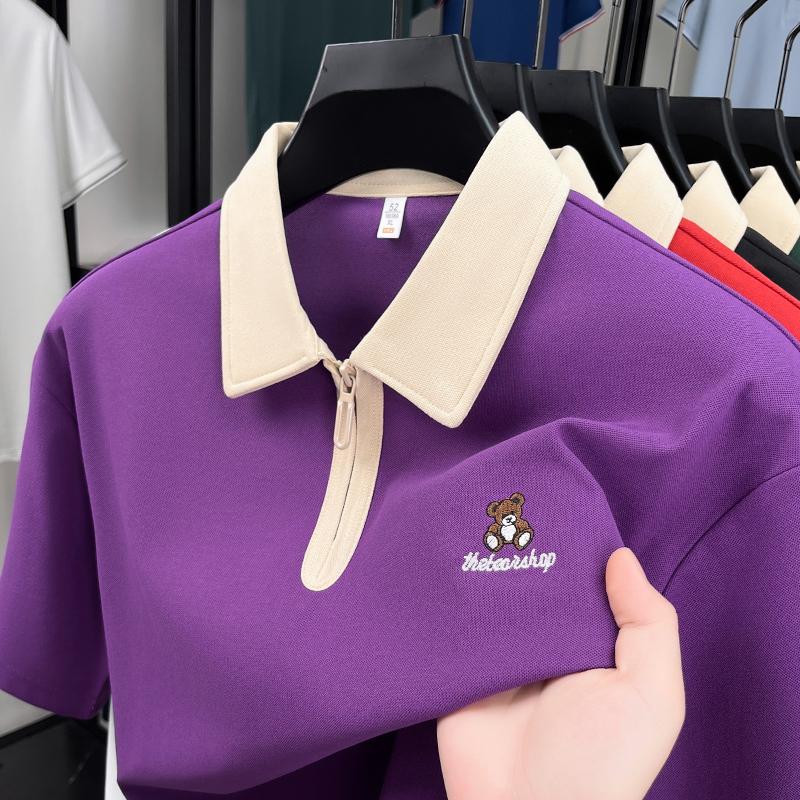 High quality short sleeve polo shirt men fashion trend brand bear embroidery summer comfortable breathable casual lapel T-shirt